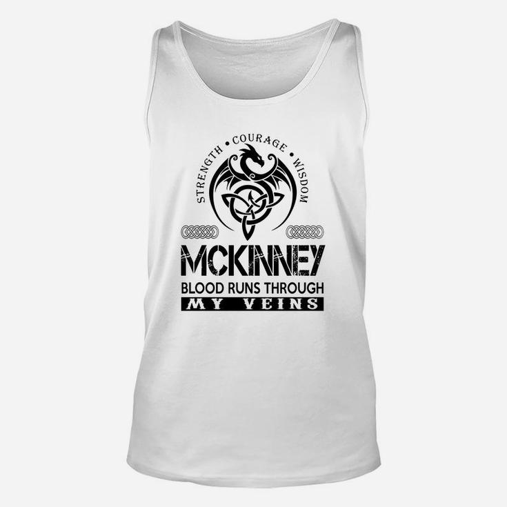Mckinney Shirts - Mckinney Blood Runs Through My Veins Name Shirts Unisex Tank Top