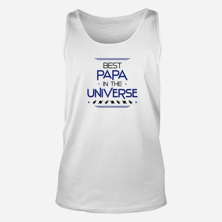 Mens Best Papa In The Universe Fathers Day Gifts Space Kids Premium Unisex Tank Top