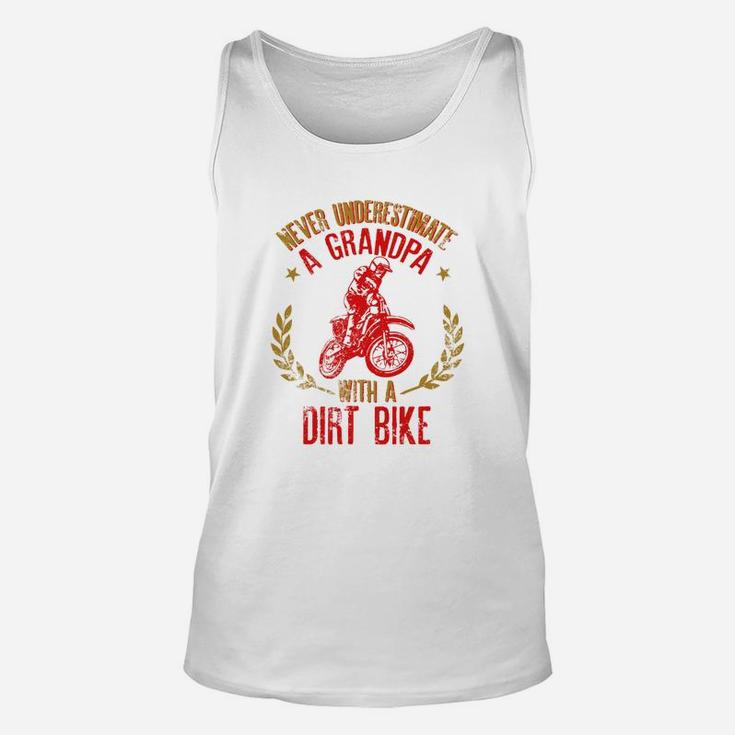Mens Never Underestimate A Grandpa With A Dirt Bike Gift For Dads Unisex Tank Top