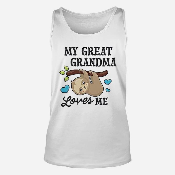 My Great Grandma Loves Me With Sloth And Hearts Unisex Tank Top
