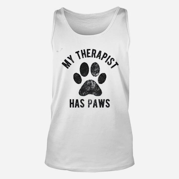 My Therapist Has Paws Funny Pet Puppy Unisex Tank Top