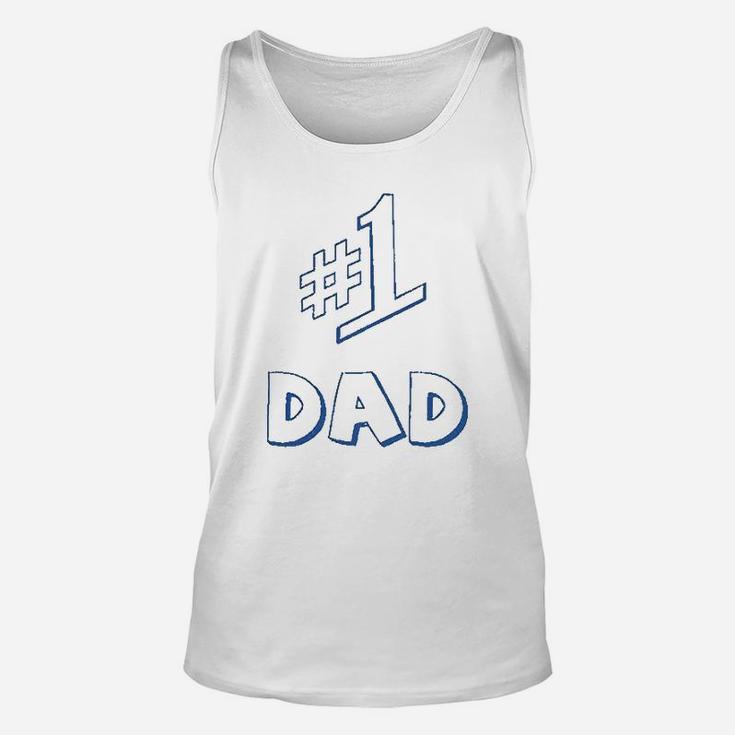 Number 1 One Dad Daddy Fathers Day Unisex Tank Top