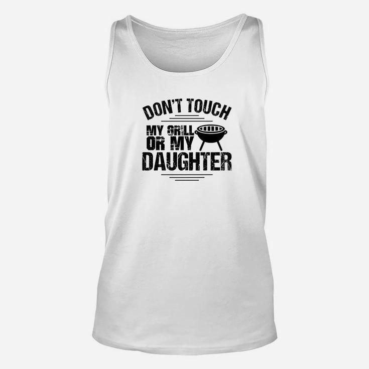 Protective Daddy Shirt Daughter Dad Barbecue Grilling Gift Unisex Tank Top