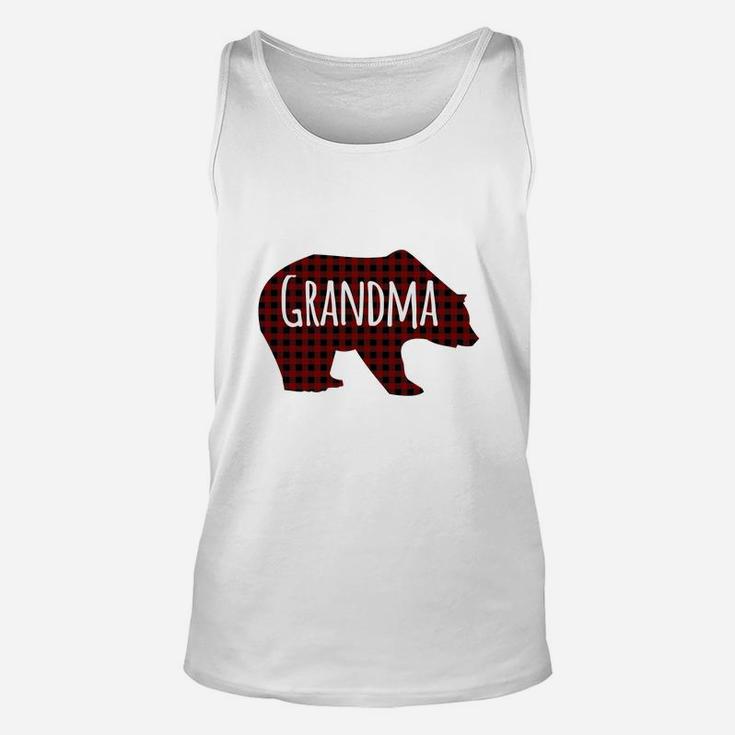 Red Plaid Grandma Bear Buffalo Matching Family Pajama (2) Unisex Tank Top