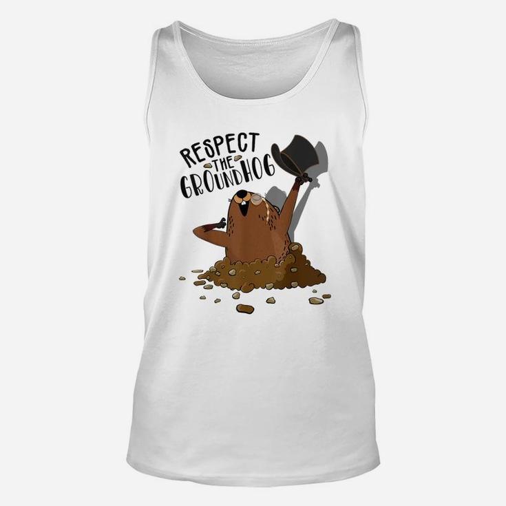 Respect The Groundhog Woodchuck Cute Groundhog Day Unisex Tank Top