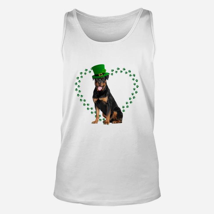 Rottweiler Heart Paw Leprechaun Hat Irish St Patricks Day Gift For Dog Lovers Unisex Tank Top
