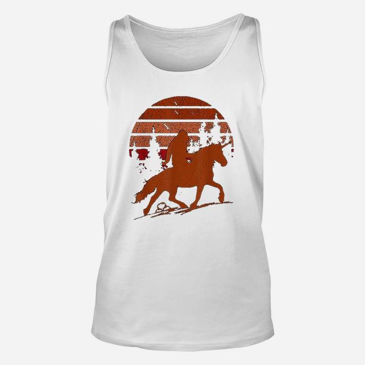 Sasquatch Riding A Unicorn Bigfoot Retro Sunset Vintage Unisex Tank Top