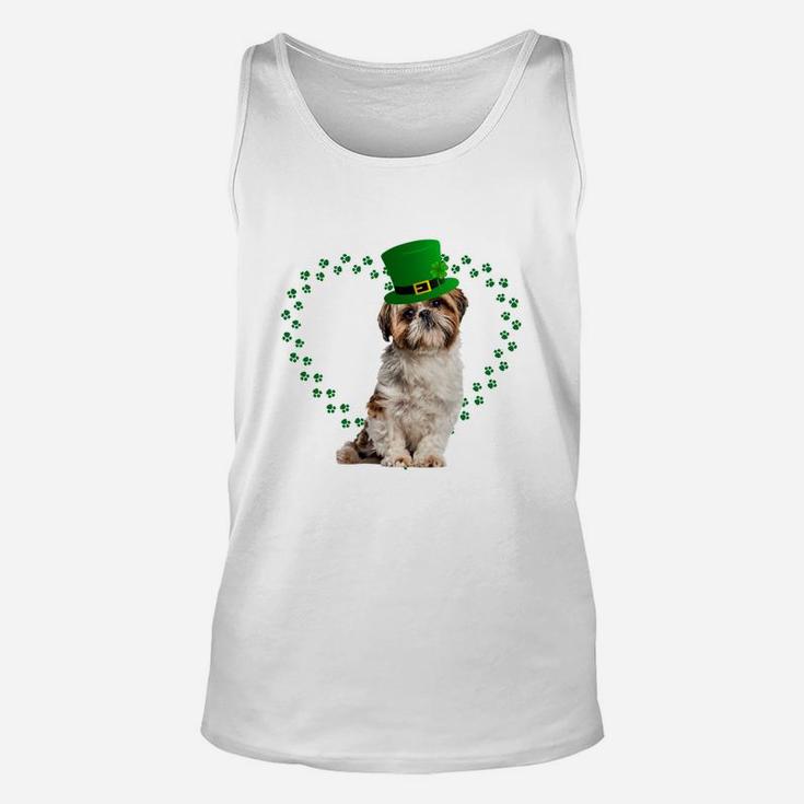 Shih Tzu Heart Paw Leprechaun Hat Irish St Patricks Day Gift For Dog Lovers Unisex Tank Top