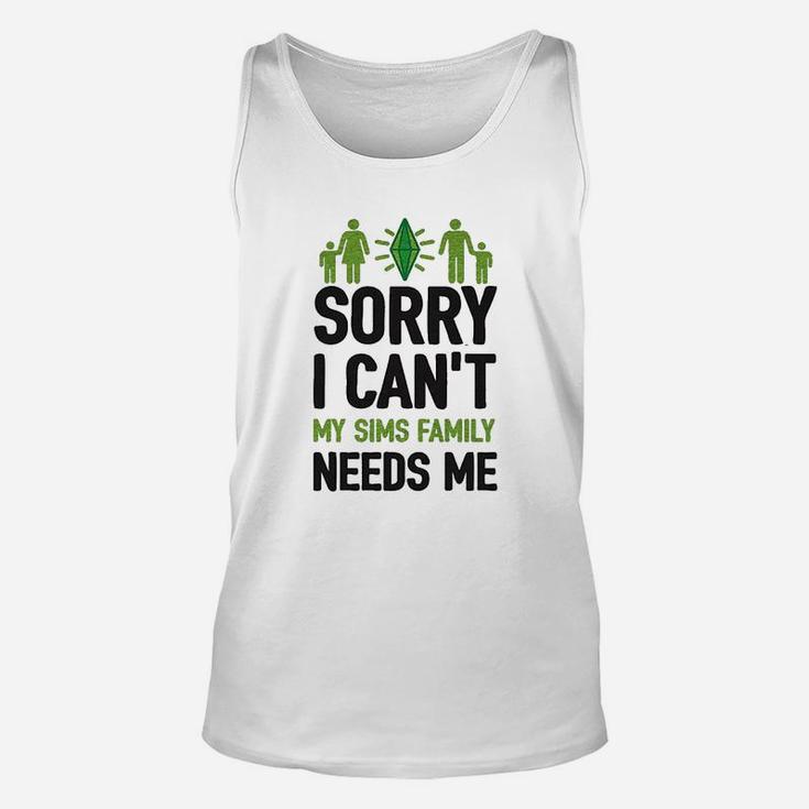 Sorry I Cant My Sims Family Needs Me Athletic Unisex Tank Top