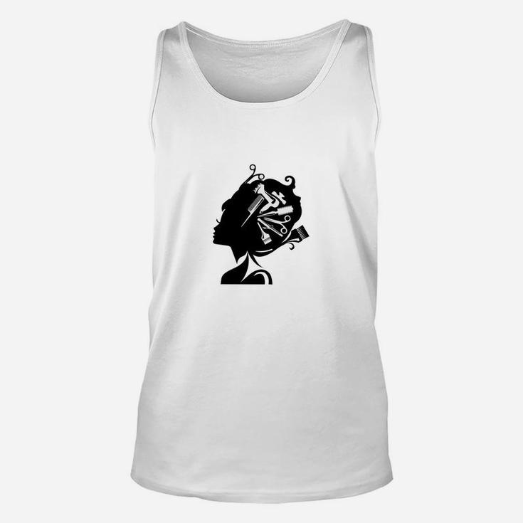 Stilisiertes Damenprofil Kunst-Design Herren-Unisex TankTop in Weiß, Kreativ & Modisch