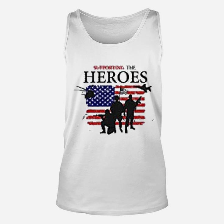 Supporting The Heroes Us Memorial Day 4th Of July American Flag Unisex Tank Top