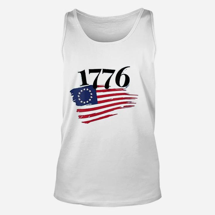 Tattered Betsy Ross Flag 1776 Proud American Veteran Protest Unisex Tank Top