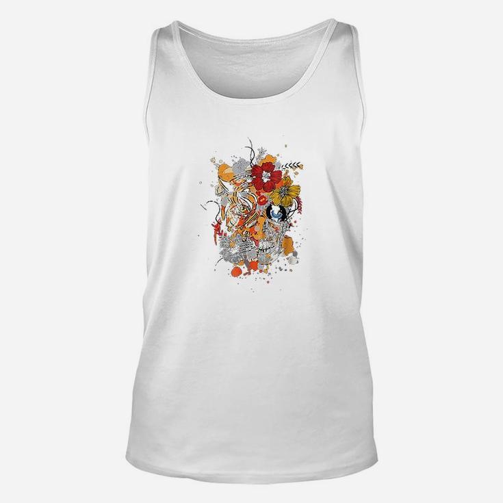 Tiger Flower Skull Day Of The Dead Mexican Pattern Unisex Tank Top