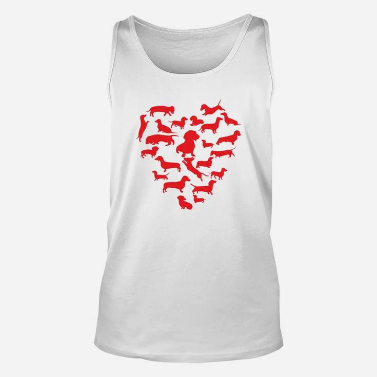 Valentines Day Dog Heart Funny Dachshund Unisex Tank Top