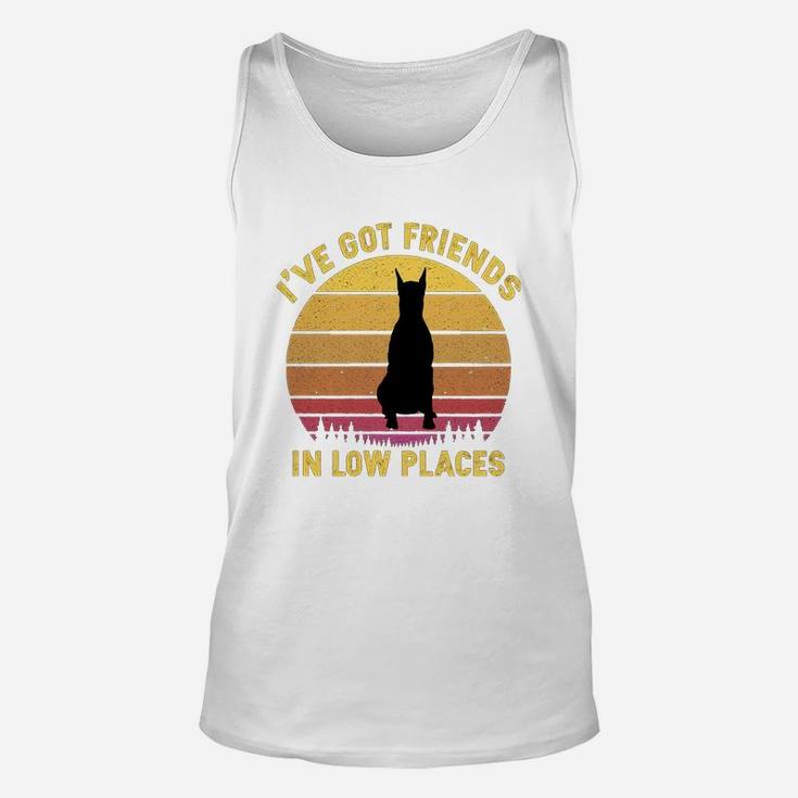 Vintage Doberman I Have Got Friends In Low Places Dog Lovers Unisex Tank Top