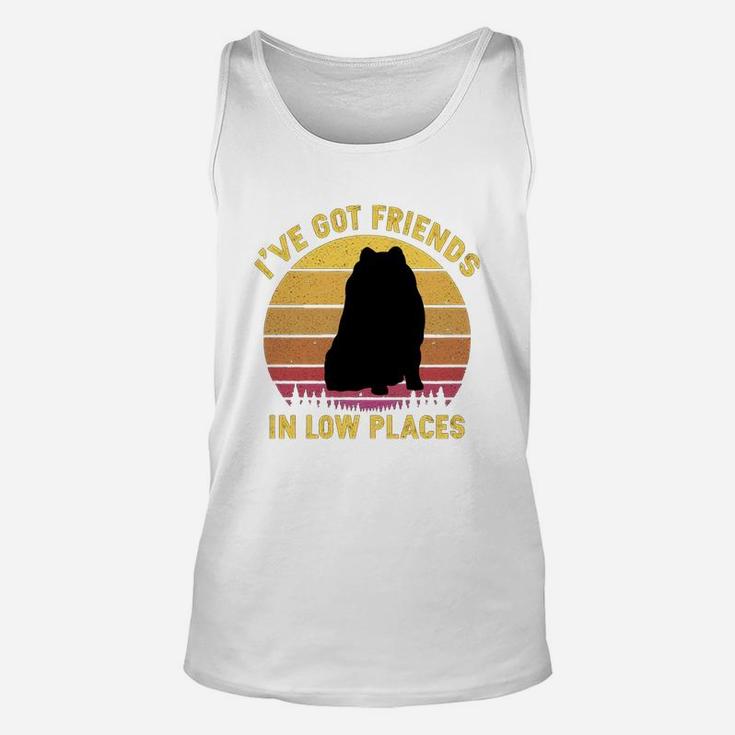 Vintage Pomeranian I Have Got Friends In Low Places Dog Lovers Unisex Tank Top