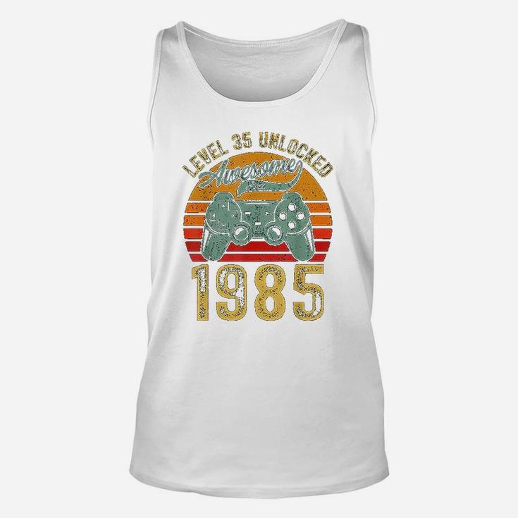 Vintage Video Gamers Level 35 Unlocked Awesome 1985 Unisex Tank Top