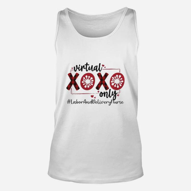 Vitual Xoxo Only Labor And Delivery Nurse Red Buffalo Plaid Nursing Job Title Unisex Tank Top