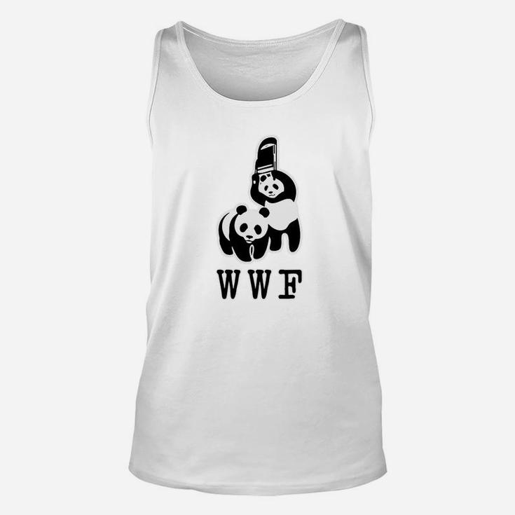 Weißes Unisex TankTop mit Panda-Ringkämpfer, WWF Parodie-Design für Fans