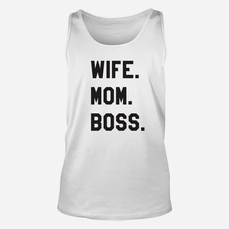 Weißes Unisex TankTop Wife. Mom. Boss., Stilvolles Tee für Mütter