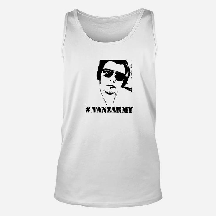 Weißes Unisex Unisex TankTop mit Porträt-Print & #TANZARMY, Tanzfans Bekleidung