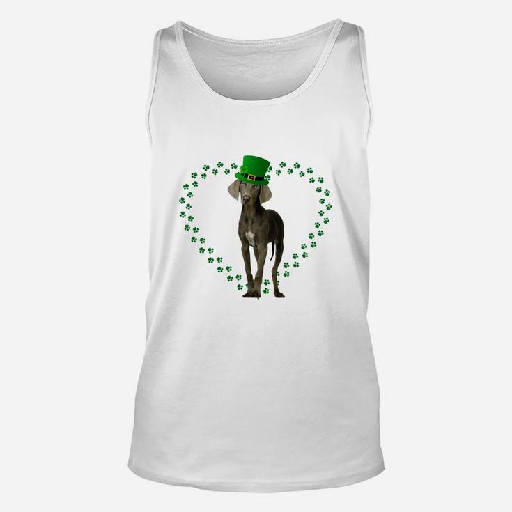 Weimaraner Heart Paw Leprechaun Hat Irish St Patricks Day Gift For Dog Lovers Unisex Tank Top