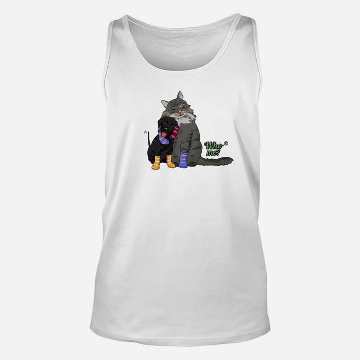 Who Doesnt Love S With A Black Puppy And Gray Cat Unisex Tank Top