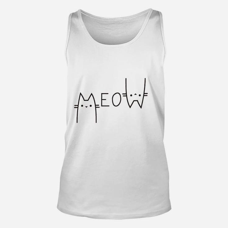 Women Cute Cat Funny Meow Graphic Casual Cat Lover Unisex Tank Top