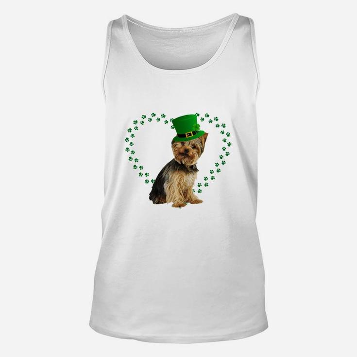 Yorkshire Terrier Heart Paw Leprechaun Hat Irish St Patricks Day Gift For Dog Lovers Unisex Tank Top
