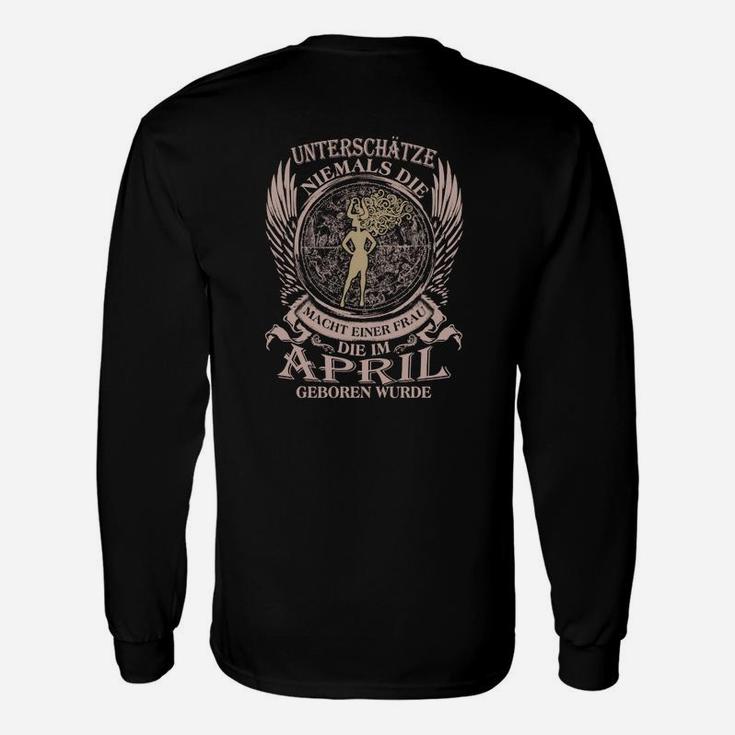 April-Geburtstag Schwarzes Langarmshirts mit Adlermotiv, Lustiges Spruch-Langarmshirts