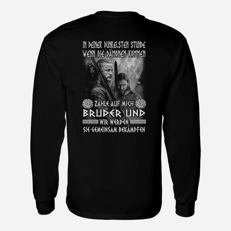 Brüder im Kampf Schwarz Langarmshirts, Inspirierendes Krieger Zitat Design