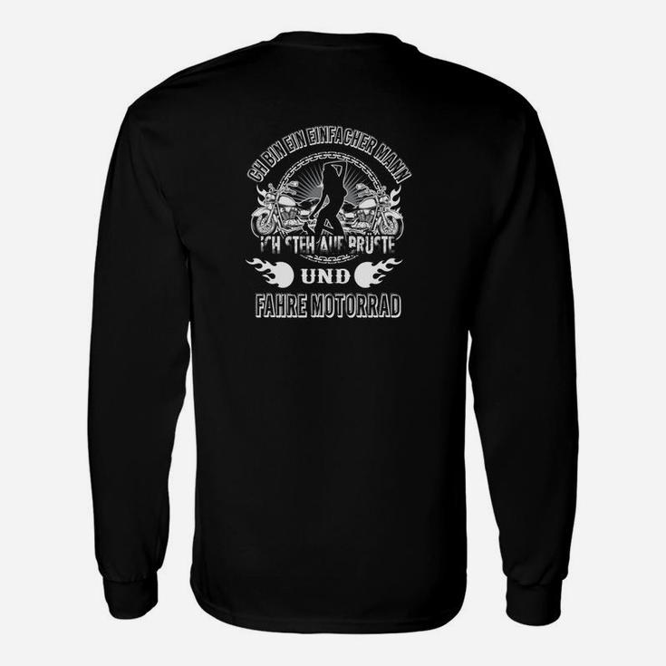 Einfacher Mann Motorrad & Brüste Langarmshirts, Lustiges Motorradfahrer Tee