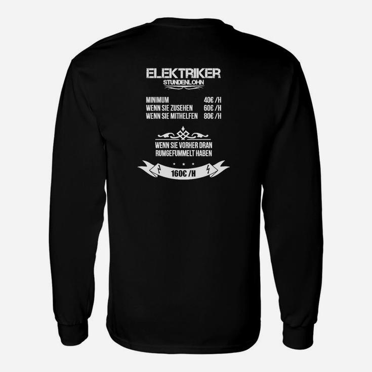 Elektriker Berufs-Humor Langarmshirts, Lustiger Elektrotechnik Spruch Schwarz