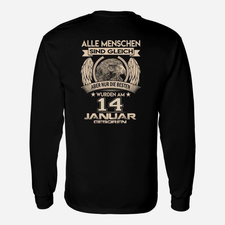 Geburtstag Langarmshirts 14. Januar, Gleichheit Adler Design