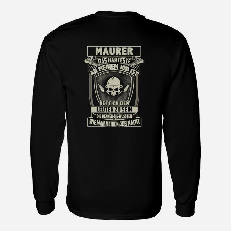 Humorvolles Maurer Langarmshirts, Totenkopf Design mit Spruch