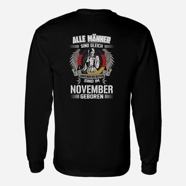 November-Geborene Männer Langarmshirts, Adler Motiv Schwarz