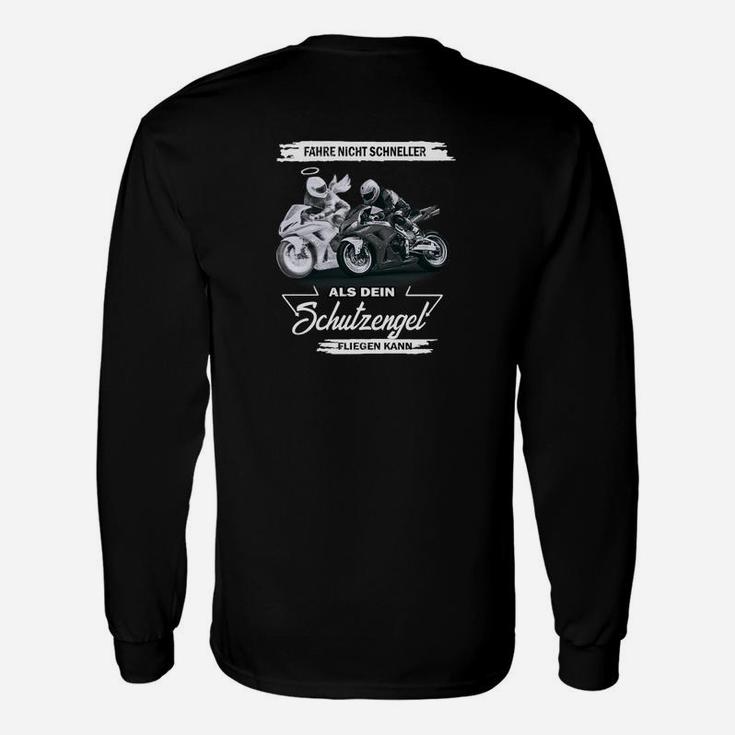 Schwarz Herren-Motorradshirt mit Schutzengel-Motiv, Biker Schutz Design Langarmshirts