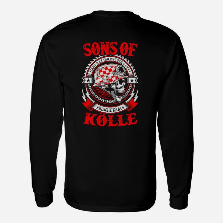 Schwarzes Biker-Langarmshirts mit Sons of Köln Aufdruck & Totenkopf