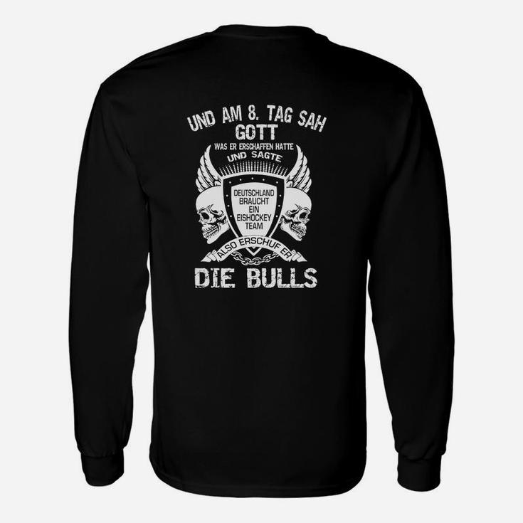 Schwarzes Biker-Langarmshirts Totenkopf & Flügel, Und am 8. Tag sagte Gott... Die Bulls