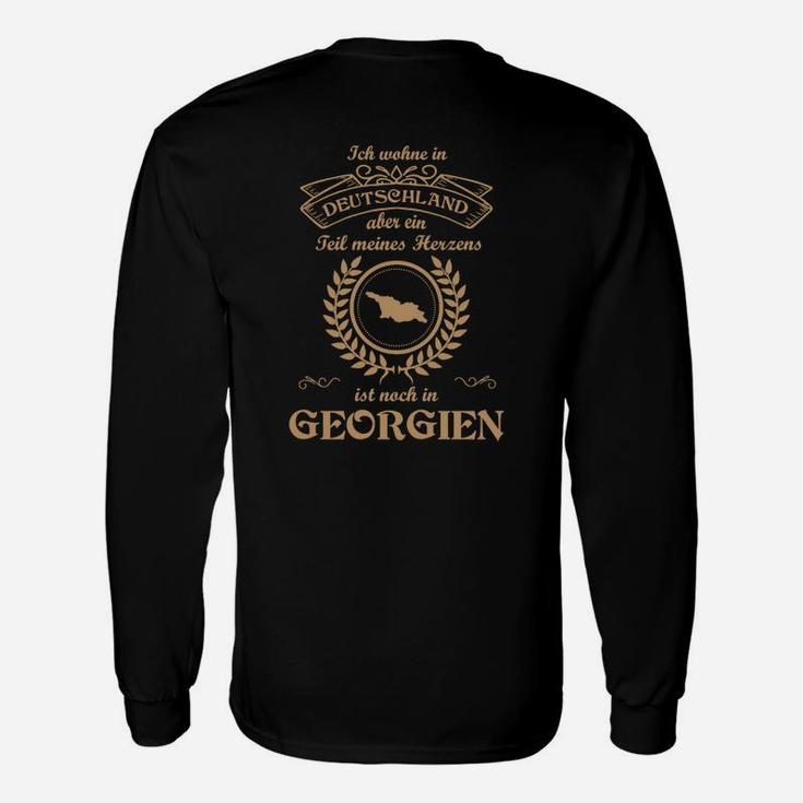 Schwarzes Deutschland-Georgien Langarmshirts, Mein Herz schlägt für Georgien Design