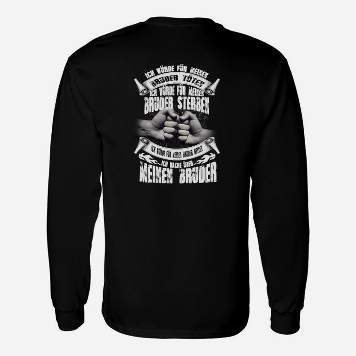 Schwarzes Herren-Langarmshirts Bruderschaft Motiv Handshake Design