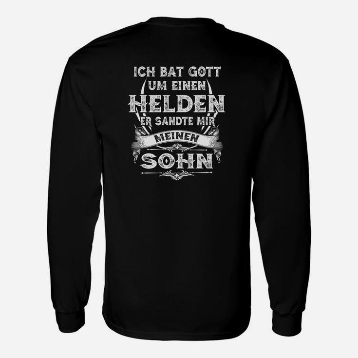 Schwarzes Herren-Langarmshirts Gott sandte mir meinen Sohn – Held Design