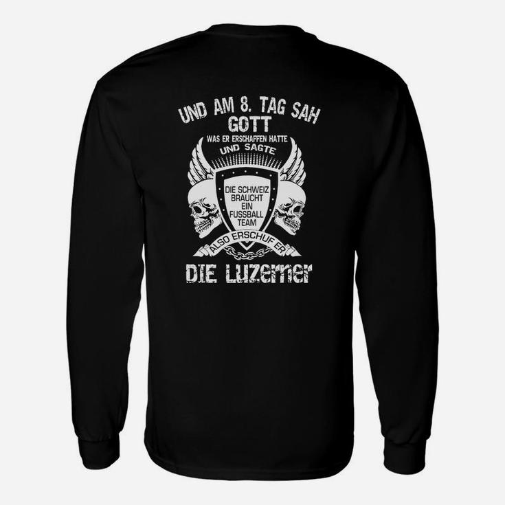 Schwarzes Herren Langarmshirts, Lustiger Spruch & Totenkopf-Design