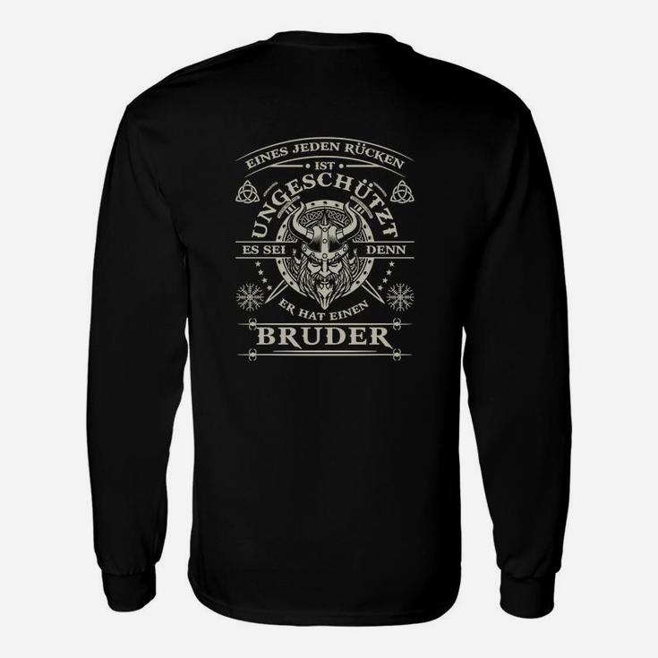 Schwarzes Herren Langarmshirts mit Bruderschaft Spruch, Motiv für Männer