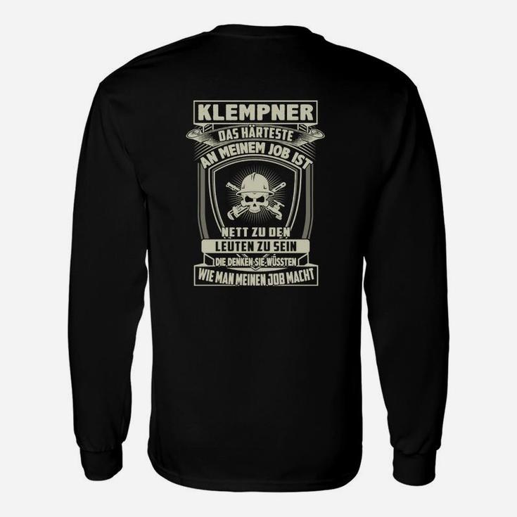 Schwarzes Klempner Langarmshirts mit Stolz & Handwerk Spruch