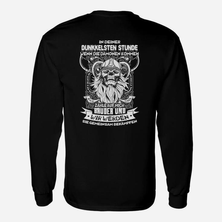 Schwarzes Langarmshirts mit Löwenmotiv & inspirierendem Spruch