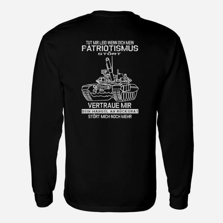 Schwarzes Langarmshirts mit Patriotismus-Spruch, Dein Hass stört Motiv