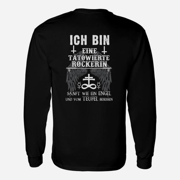 Tätowierte Rockerin Damen Langarmshirts, Sanft Wie Ein Engel Motiv