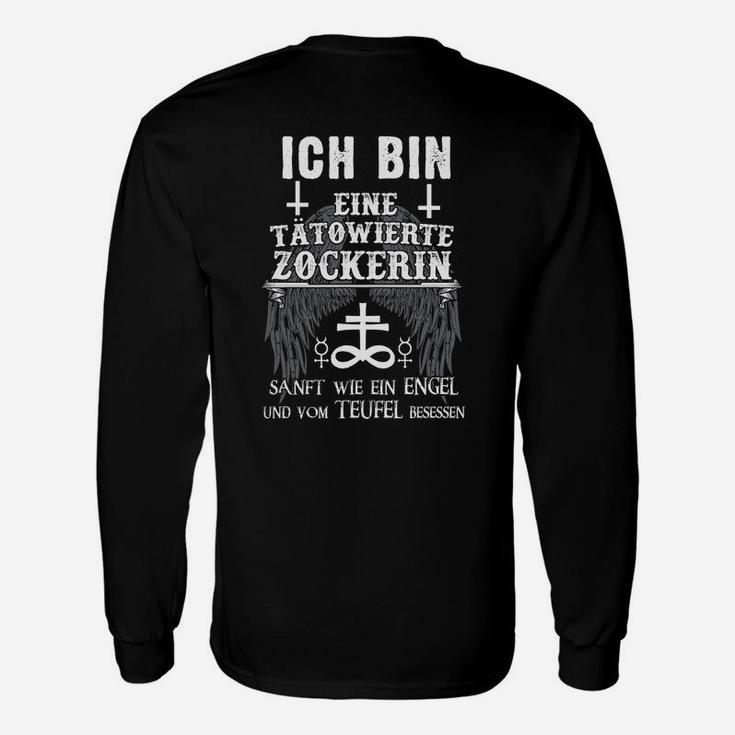 Tätowierte Zockerin Langarmshirts, Engel und Teufel Design