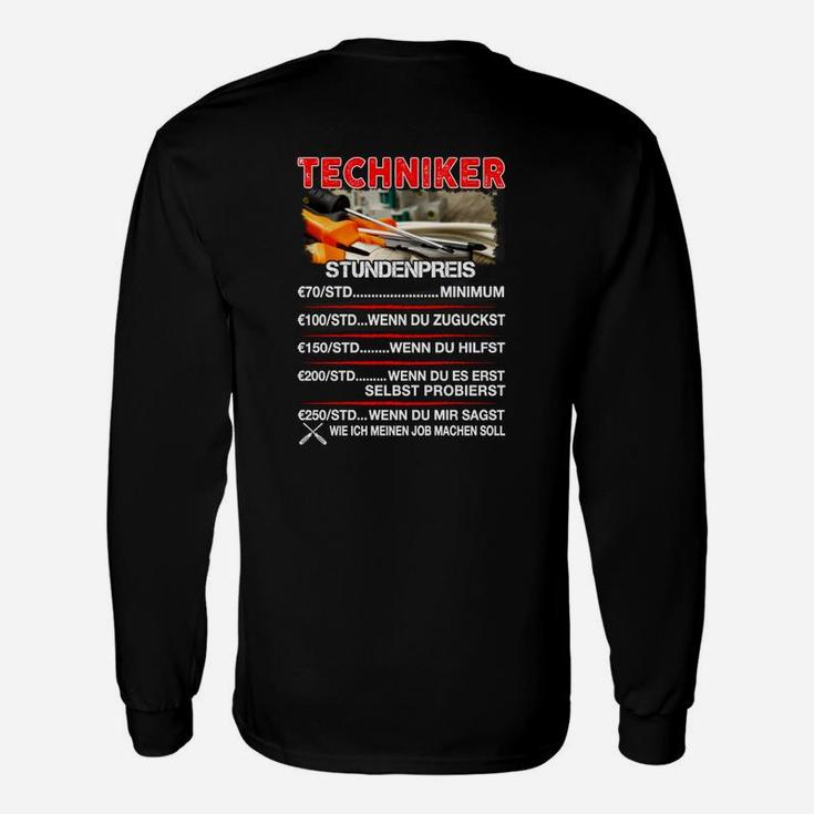 Techniker Humor Langarmshirts, Preisliste & Werkzeuge Motiv